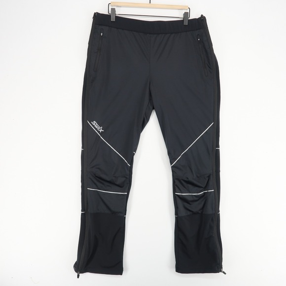 Swix Pants Mens Large Black XC Nordic Skiing Full Side Zip Ankle Zips - Picture 1 of 13
